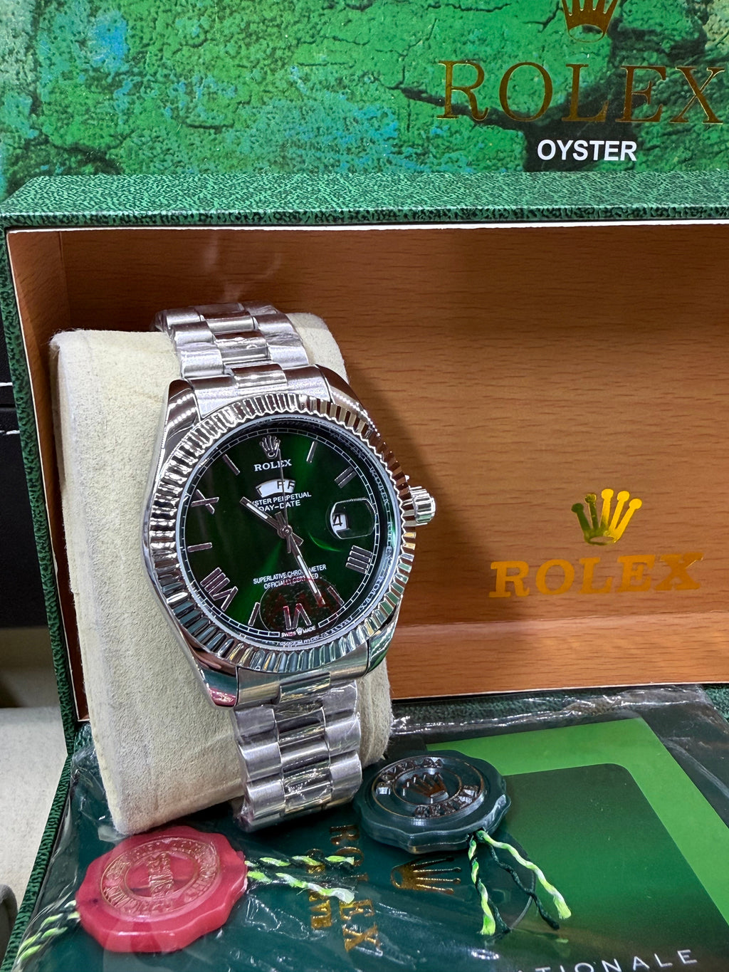 Day date 41mm green arabic dial